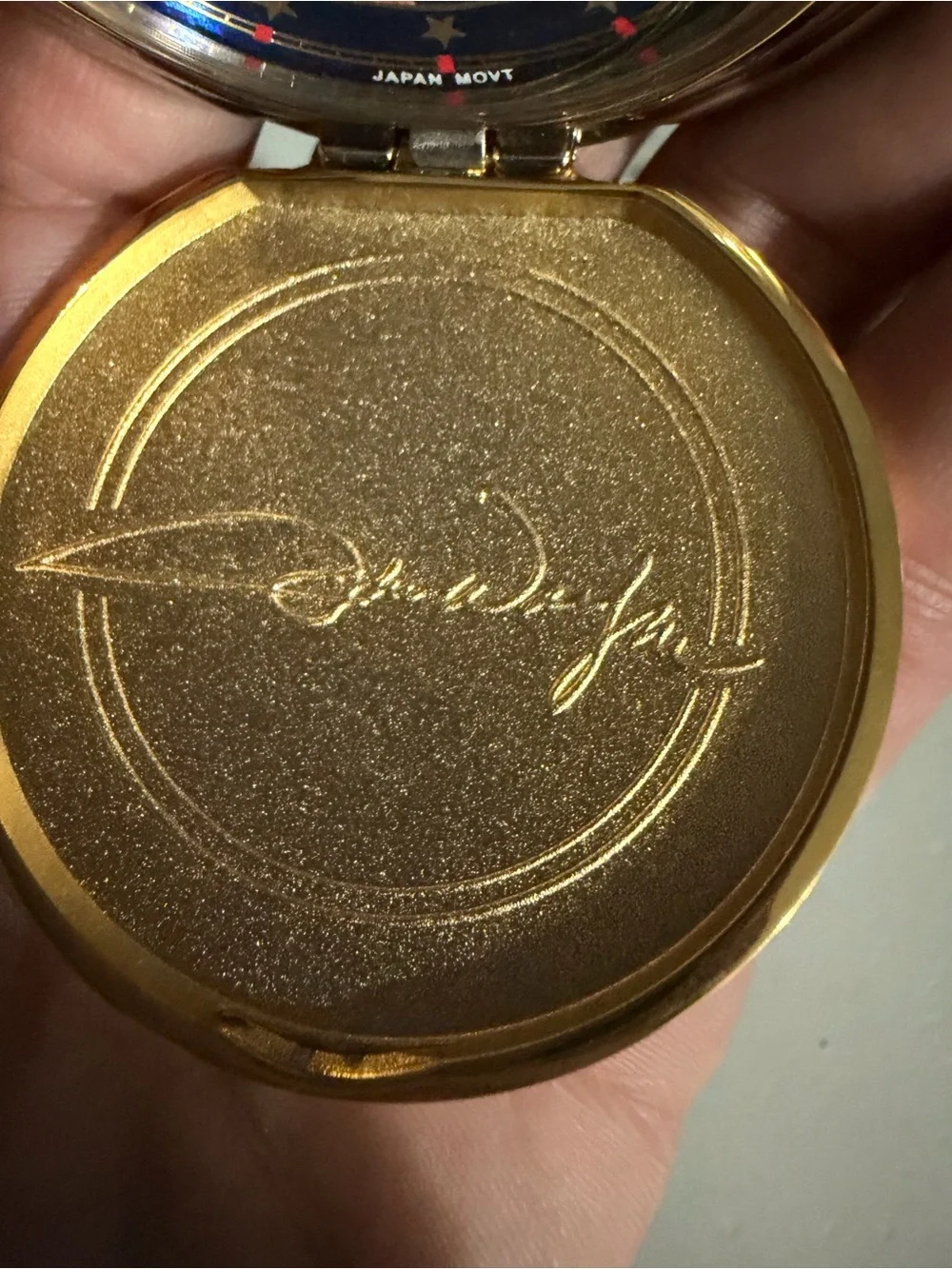 John Wayne Gold Collector Pocket Watch Display - Gold Finish